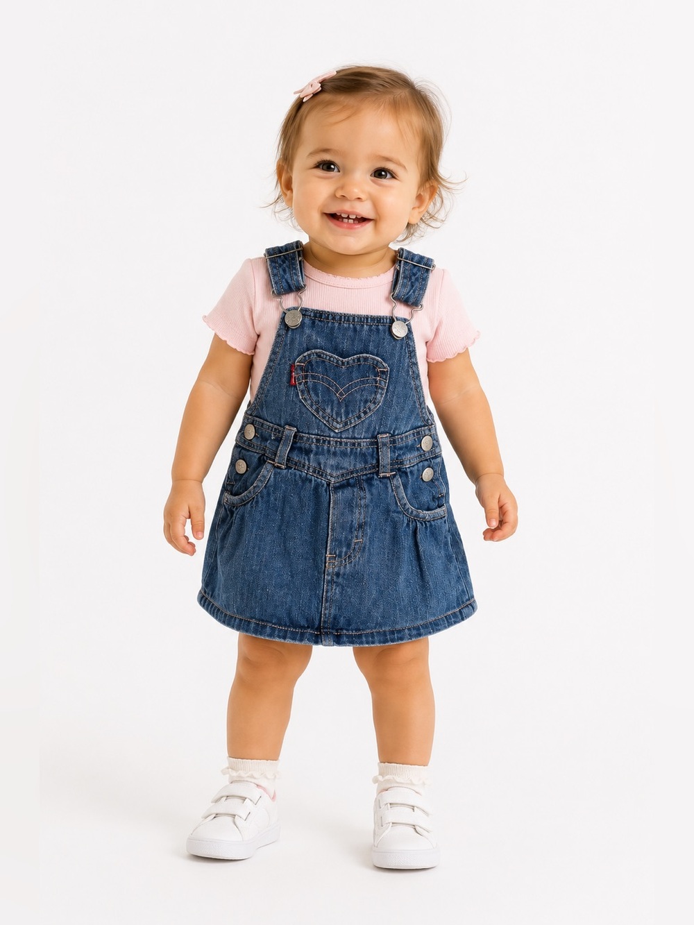 Baby Y2K vintage Levi's Blue Denim Overall Dress/Skirtalls with Heart Pockets